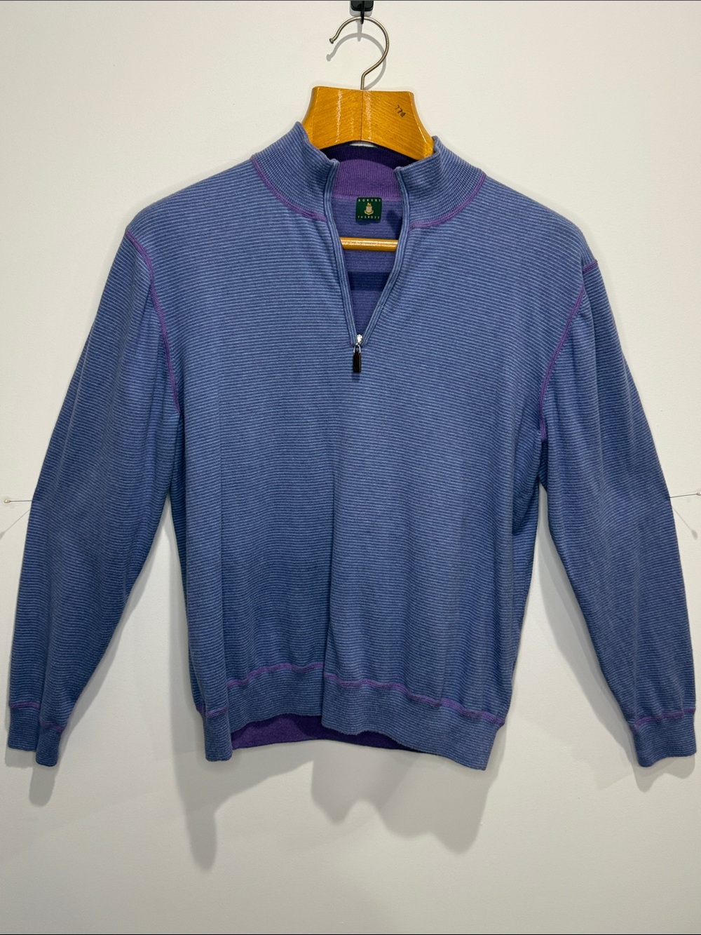 Robert Talbott Purple & Blue Stripe Half-Zip Sweater
